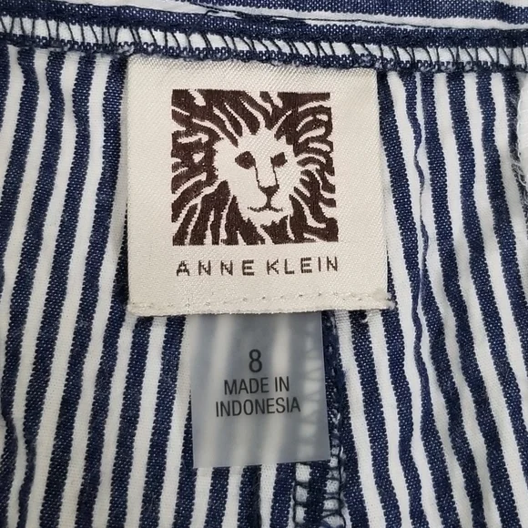 Anne Klein Striped Seersucker Pants Blue / White Women's Size 8 - Picture 10 of 15